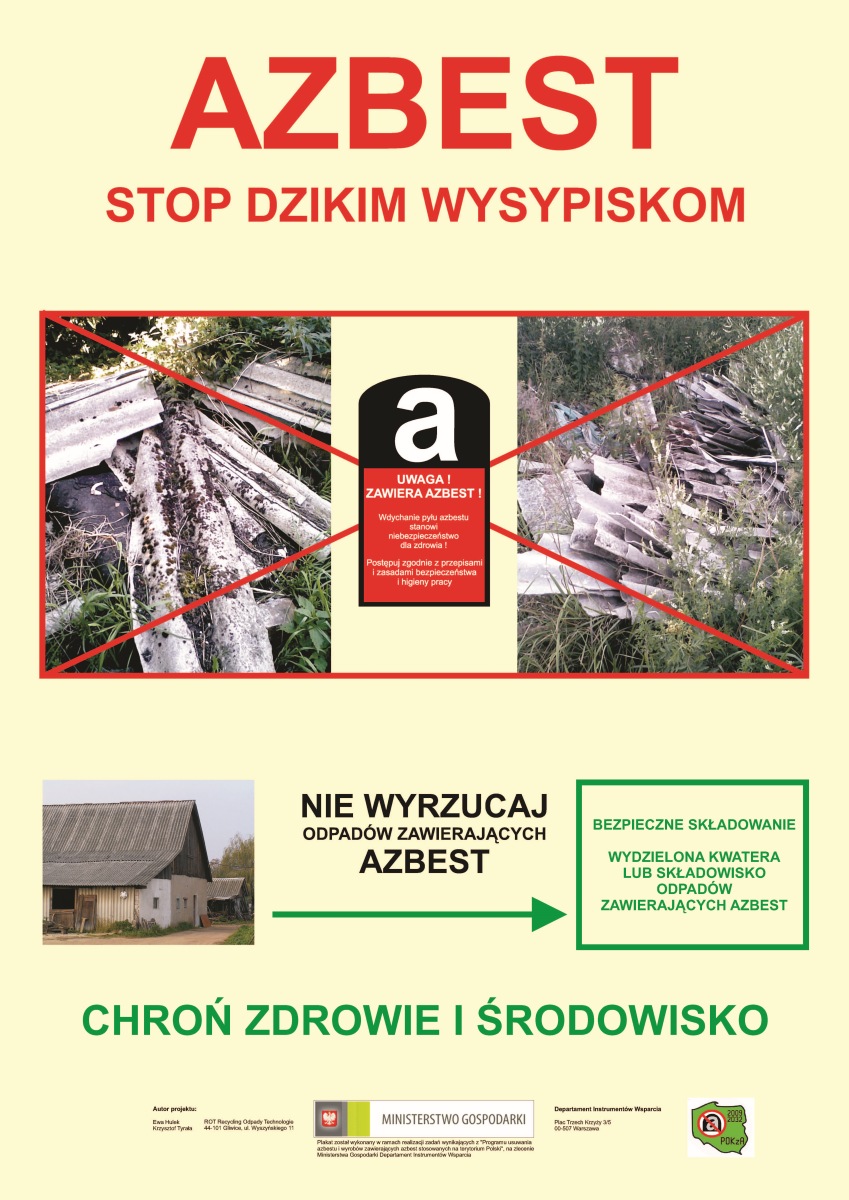 Plakat - azbest stop dzikim wysypiskom